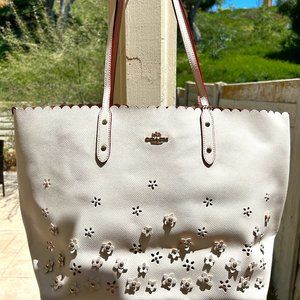 Coach City Tote Bag with Floral Appliqué